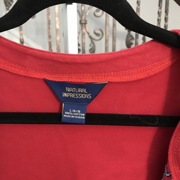 Natural Impressions Large Cardigan Sweatshirt Flag Red White Blue Button Up - Picture 5 of 6